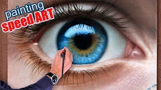 How To Draw a realistic Eye painting in dry brush (Speed Drawing) malen zeichnen