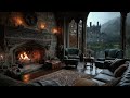 🌧️ Rain & Fireplace Sounds in Scottish Castle Room | Sleep & Relaxation Ambience | No Ads 💤