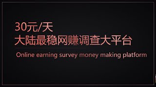 30元/天网赚调查赚钱平台，大陆最稳大平台！Online earning survey money making platform