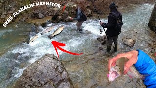 DERE ALABALIK KAYNIYOR ❗ / Trout Hunting/ Durmaksızın balık çektik/ AT ÇEK BALIK AVI