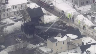 Raw video: Sky5 over house explosion in Taunton