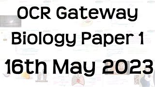 The Whole of OCR Gateway GCSE Biology Paper 1 Revision | 16th May 2023
