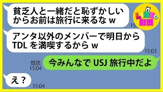 【LINE】幹事に名乗り出てTDL旅行で私をメンバーから強引に外すママ友「貧乏人は旅行に来んなw」→やりたい放題のDQN女にある事実を伝えた時の反応がw【スカッとする話】