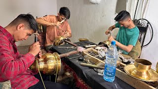 Samovar making: the process of decorative painting on a brass samovar😍☕️🇮🇷