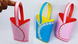 Origami Basket Making Ideas - Flower Basket Making with Paper - Origami Basket with Handle