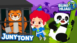 🐯🐼 Lindungi Hewan Langka | Hewan yang Terancam Punah | 🌎Bumiku Sakit! | JunyTony Bahasa Indonesia