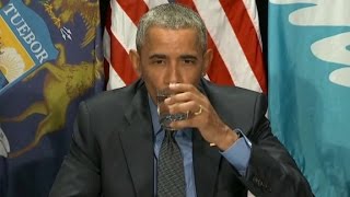 Obama drinks Flint water