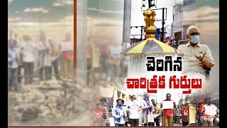 TDP cries foul over demolition of 200 year old Three Lanterns Pillar in Vizianagaram