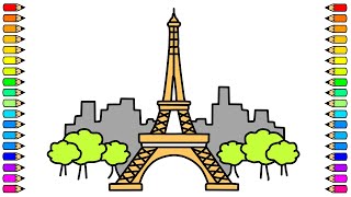 Cómo dibujar la TORRE EIFFEL fácil/ Dibujo de TORRE EIFFEL paso a paso/ How to draw The Eiffel Tower