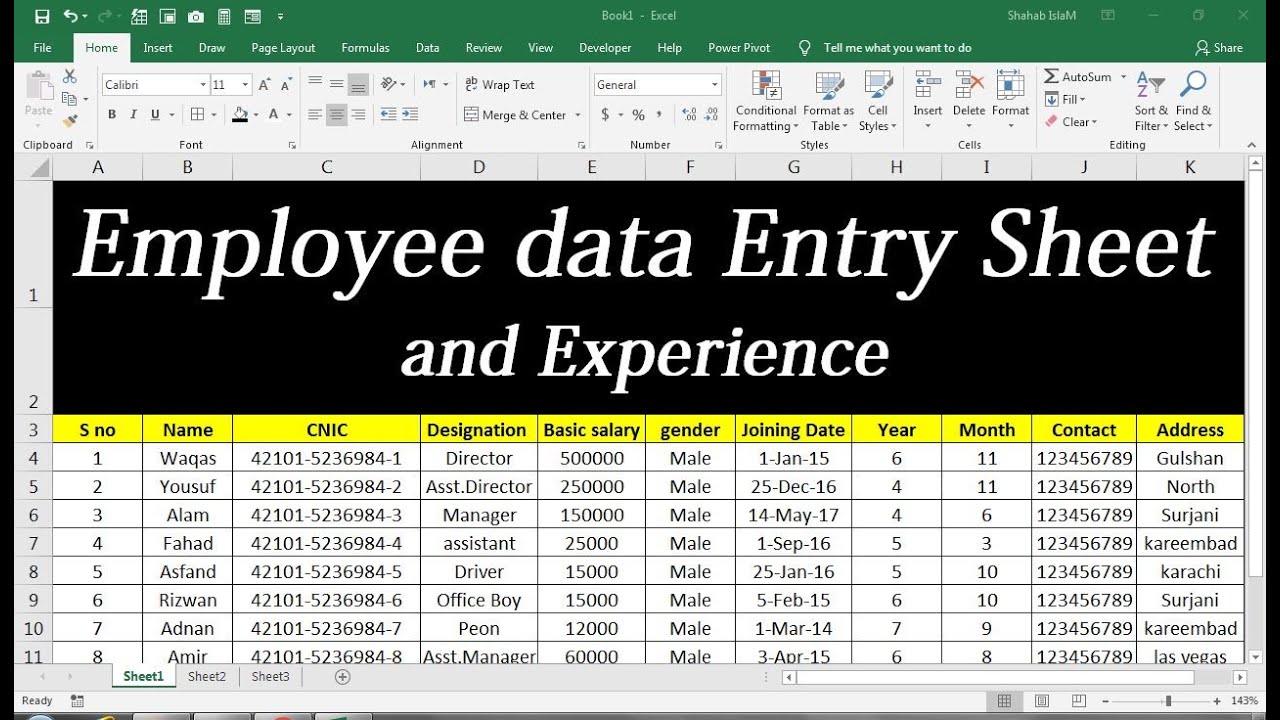 How To Create Employee Database In Excel - YouTube