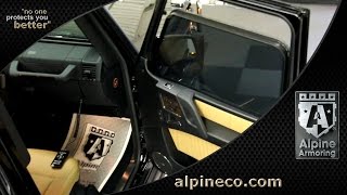 Alpine Armoring bulletproof window with reinforced actuators for Mercedes Benz G63 AMG Designo Inter