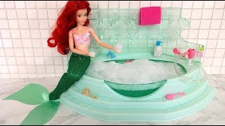Barbie Little Mermaid Ariel Rapunzel doll Bedroom Bathroom Bath Kitchen Breakfast Morning Routine