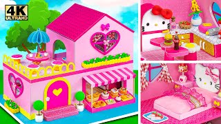 How To Make Pink Bunny House with Bunk Bed, Rainbow Stairs from Polymer Clay ❤️ DIY Miniature House