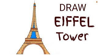 Easy EIFFEL TOWER Drawing | How to Draw Eiffel Tower with Water color