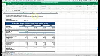 VØ C: Likviditetsbudget handelsvirksomhed kvartalsvis