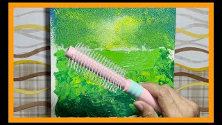 HOW TO PAINT BAMBOO FOREST / With Hairbrush Drawing / Abstract Bamboo Forest