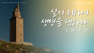 24.11.10 사천하나로교회 주일예배. 살기 위하여 생명을 택하라(신30:15~20) 남정란 목사