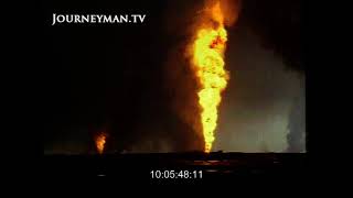 Oil Wells Exploding, Destroyed by Iraqi Forces, Kuwait, 2002