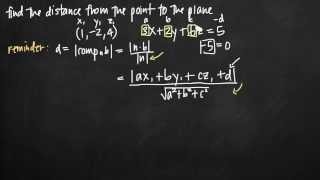 Distance between a point and a plane (vectors) (KristaKingMath)