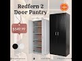 redfern 2 door pantry black white wardrobe with 5 full shelves