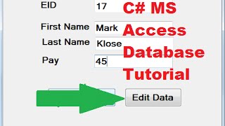 C# MS Access Database Tutorial 7 # Edit/Update a data from Database with button