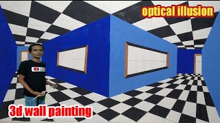 optical ilusion 3d wall design | 3d wall painting | 3d wall paint tutorial