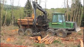 chantier forestier n°14, Timberjack 360D + JD 1710D