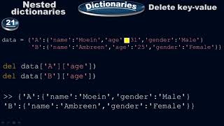 How to delete a key-value pair in nested dictionary by using del function - Python by #Moein
