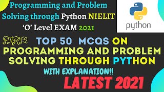 TOP 50 MCQS ON Programming and Problem Solving through Python PART: 2|M3- R5 Python MCQ for O Level