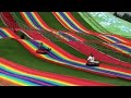 Serunya bermain Rainbow slide di Pemandian sebani pAndaan 😍♥️