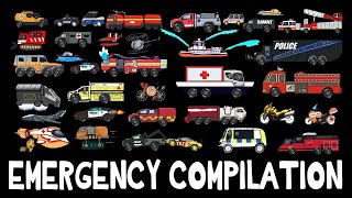 Emergency Vehicles Compilation | Police Car, Ambulance, Fireboat, Ladder Truck | DinoJordan