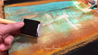 Transform Wood into a Masterpiece 🎨 Easy Abstract Art with Unique Rust \u0026 Gold Effects!