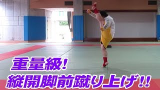 蹴り技の基本！ 縦開脚 前蹴り上げ【Kempo Squad - ATEMI】動的ストレッチ！ 太短い足で精一杯やってます！