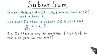 Subset Sum - Georgia Tech - Computability, Complexity, Theory: Complexity