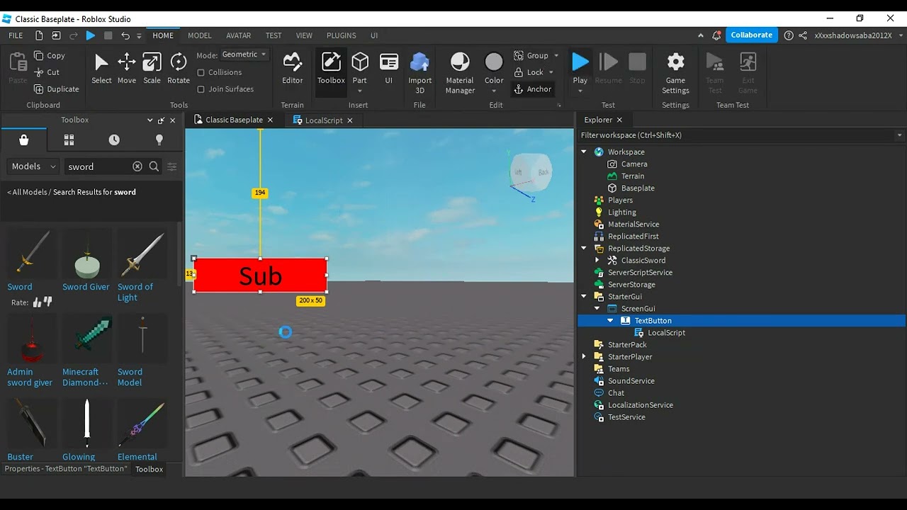 How To Make A Button That Gives You Tool! | Roblox Studio - YouTube