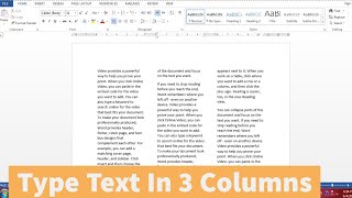 How To Type Text In 3 Columns In Microsoft Word | Showing Text In Three Columns in Word