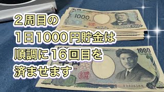 2周目の1日1000円貯金！【16回目】#貯金 #毎日チャレンジ