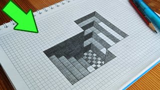 Como dibujar un hoyo 3D con escalera || Ilusión óptica dibujo fácil