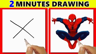 Superheroes ! Drawing Spiderman By using Alphabet X Step by Step Easy