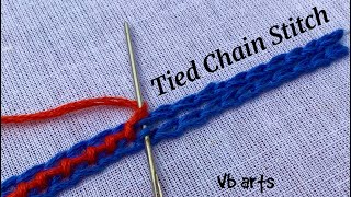 Tied Chain Stitch | Hand embroidery stitches | Embroidery tutorial | vb arts