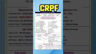 crpf recruitment #viral #jobs #shorts #recruitment #latest #job