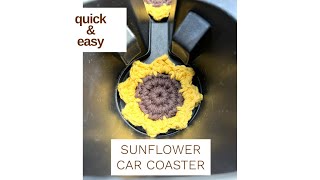 Crochet Sunflower Car Coaster Pattern. Easy and quick in under an hour. Full Tutorial