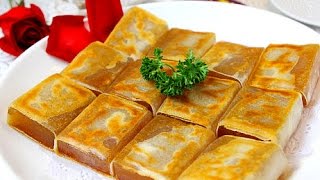 傳統香煎年糕 Nian Gao with Egg Recipe / Chinese New Year Sticky Rice Cake / Pan fried