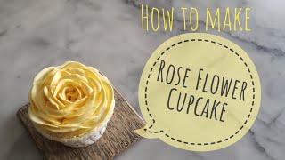 How to make rose flower cupcake สอนบีบดอกกุหลาบลงบนคัพเค้ก (หัวบีบ no. 124K)