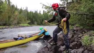 Lining a canoe: Sun Rapid on the Missinaibi