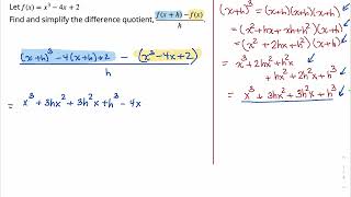 Difference Quotent: Cubic Function | Sophia Learning Tutorials