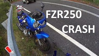 FZR250 CRASH + CAR DRIVES OVER CAMERA