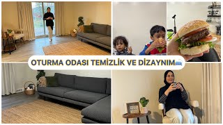 EVİMİZİN OTURMA ODASINI BAŞTAN DÜZENLEDİK 🛋️ YENİ JUTE HALIM 😍 EVDE MİS GİBİ HAMBURGER | GÜNLÜK VLOG