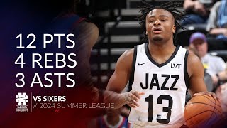 Isaiah Collier 12 pts 4 rebs 3 asts vs Sixers 2024 Summer League