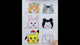 How To Draw 6 Cute Animals |  #howtodraw #drawing #viralpainting